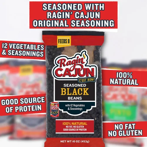 Vista 3 de Frijoles negros sazonados 16 oz Ragin Cajun (paquete de 1)