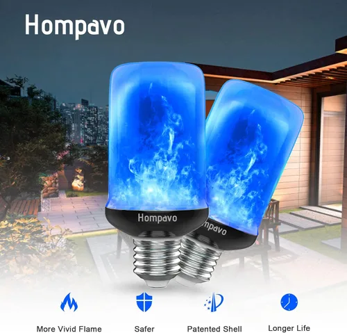 Vista 7 de Hompavo 【Actualizadas】Bombillas LED de llama, 4 modos de bombillas parpadeantes con efecto invertido, bombilla de llama E26 para Halloween, Navidad