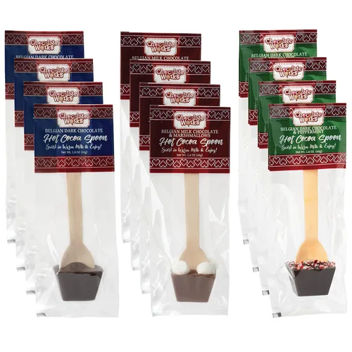 Vista 7 de Chocolate Works - Cucharas de chocolate caliente – Chocolate negro belga – Cucharas para remover cacao caliente – Envueltas individualmente