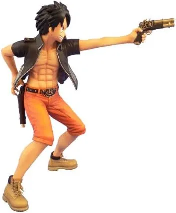 Vista 3 de Figura de colección de pintura para puertas Serie de una pieza #1 Monkey D Luffy "Los tres mosqueteros" figura pintada escala 1/7