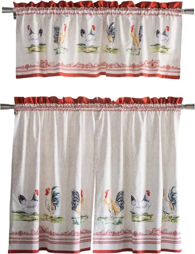 Vista 10 de Maison d' Hermine Juego de cortinas de cocina para ventanas, juego de cortinas de cocina 100% algodón, cenefas para el hogar [2 niveles