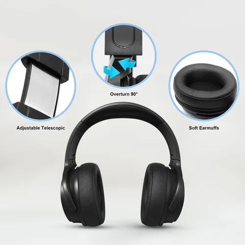 Vista 5 de Auriculares con cable extralargos para TV y PC para ver televisión para personas mayores con control de volumen, auriculares con cable de longitud