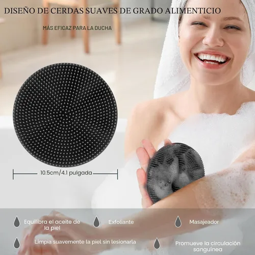 Vista 3 de INNERNEED Cepillo de ducha de silicona suave de grado alimenticio, negro+