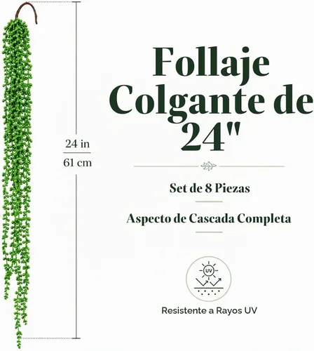 Vista 2 de Janinka - 8 suculentas artificiales a granel, plantas colgantes de 24 pulgadas