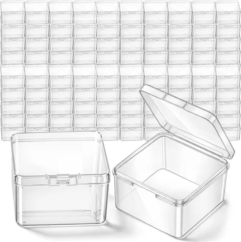 Vista 14 de SATINIOR 100 Piezas Cajas de Almacenamiento de Perlas de Plástico Transparente Cajas Pequeñas Claras con Tapa con Bisagras Estuche de Plástico