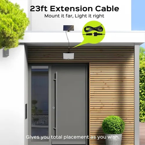 Vista 2 de ABODONG Luces Solares para Exteriores, Reflector Brillante de 128 LEDs con Lente Óptica, Luces de Seguridad Alimentadas por Energía Solar con Cable