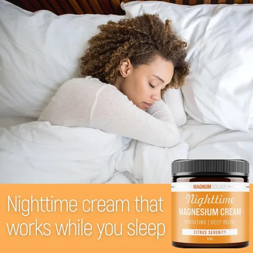 Vista 3 de Crema de magnesio nocturna – Alivio calmante y relajación, magnesio altamente concentrado para músculos y articulaciones – Aplicar en piernas o pies