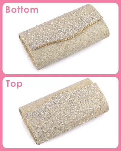 Vista 7 de TINDTOP - Bolsos de mano para mujer, formales para noche, de ante, con hombro, tipo sobre, para fiesta, bolsos cruzados, para boda, cóctel, bailes