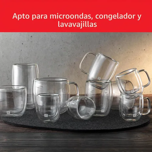 Vista 8 de ZWILLING Sorrento Plus Juego de 2 tazas de vidrio de doble pared para café con leche, 15 oz, 450 ml