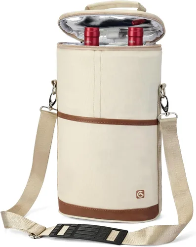 Vista 8 de ALLCAMP - Bolsa de vino con compartimento refrigerador, juego de picnic que lleva dos juegos de vajilla