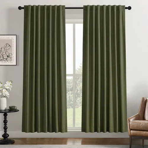 Vista 11 de UHITECH Cortinas opacas de 35 pulgadas de largo para sala de estar, 2 paneles, cortina opaca corta para cocina para ventanas pequeñas, cortinas