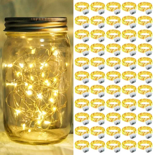 Vista 70 de Paquete de 6 luces de hadas a pilas con temporizador remoto, 8 modos de iluminación, 7 pies, 20 luces LED impermeables para Halloween, Navidad