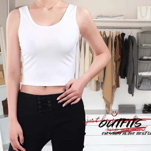 Vista 4 de Camisetas básicas sin mangas, paquete de 4 camisetas cortas de verano en blanco y negro para mujer