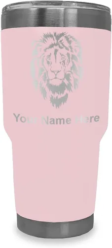 Vista 24 de LaserGram Vaso aislado al vacío de 20 onzas, cabeza de león, grabado personalizado incluido (negro)