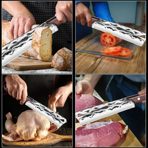 Vista 7 de Machete de supervivencia con funda para cortar árboles, para trabajo de jardín y para machetes de bushcrafting, machete de hoz de servicio pesado