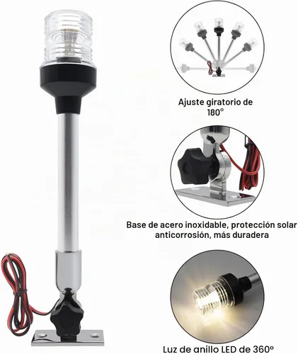 Vista 3 de Geloo Luces de navegación marinas de 12 pulgadas, prenda impermeable IP67