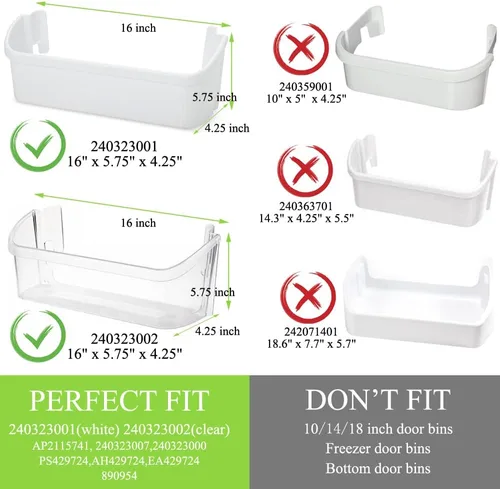 Vista 3 de UPGRADADO 240323001 Estante de puerta de refrigerador de repuesto, compatible con Frigidaire FFHS2622MSJ FRS6LR5EB2 FGHS2644KF2 FRS6R4EW2