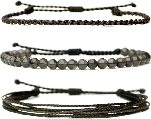 Vista 10 de Pulsera curativa hecha a mano con cuentas de piedra natural, regalo para hombres, pulsera de cuerda ajustable
