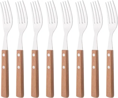 Vista 11 de Juego de 8 cucharas de espresso, juego de cubiertos de acero inoxidable 304 con mango de madera, cucharas pequeñas para postre, té, aperitivo, café