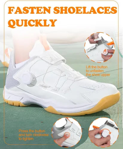 Vista 4 de Zapatos anchos de pickleball para mujer, zapatos de pickleball de encaje rápido para hombre, zapatos de corte para pickleball para mujer
