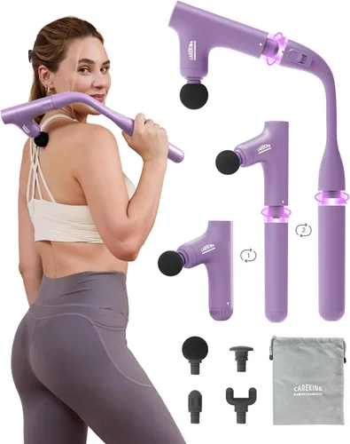 Vista 10 de 3-en-1 Pistola de masaje desmontable de tejido profundo, masajeador de espalda ergonómico con mango extensible para alivio del dolor, masajeador
