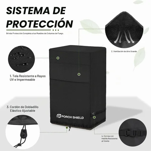 Vista 4 de Porch Shield Cubierta de columna de fuego de patio cuadrada resistente al desvanecimiento de 21 pulgadas impermeable al aire libre cubierta alta