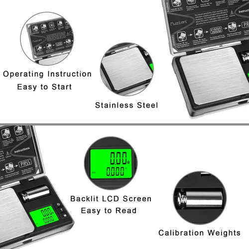 Vista 5 de Fuzion Báscula de gramo, báscula digital de bolsillo CASH-200, escala digital de 0.00 oz, báscula de joyería, pequeña báscula de alimentos de mini