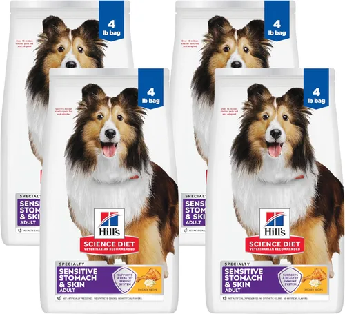 Vista 24 de Hill's Science Diet comida para perros adultos, estómago sensible y piel seca, Regular #1 recomendado por veterinarios, fórmula para adultos