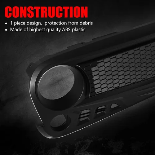 Vista 3 de Parrilla delantera con rejilla negra mate para Jeep Wrangler 2007-2018 Rubicon Sahara Sport JK JKU (Challenger)