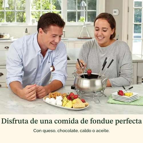 Vista 4 de Cuisinart - Juego de fondue eléctrico, interior antiadherente, olla de 3 cuartos y 8 tenedores