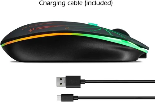 Vista 6 de Ratón inalámbrico recargable, retroiluminado alimentado por batería de polímero de litio, sensor óptico, receptor Nano USB, velocidad DPI de 3