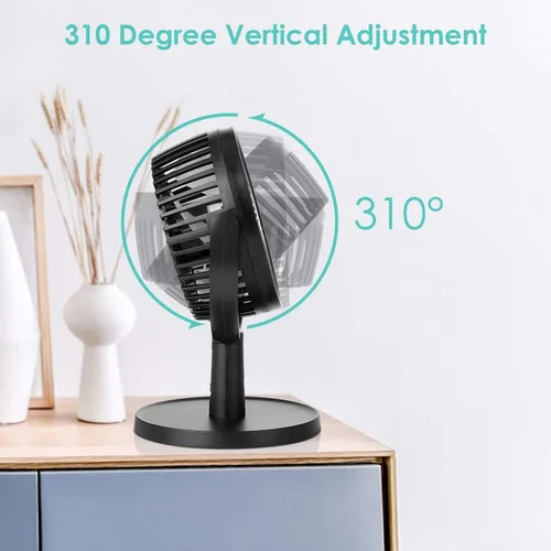 Vista 3 de Shinebella Ventilador de escritorio pequeño de 4 velocidades con fuerte flujo de aire, mini ventilador USB portátil personal, silencioso, rotación