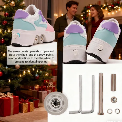 Vista 4 de Roller Skate Shoes for Women Girls Boy and Men 4-Wheels Fashion Professional Outdoor Indoor Quad-Skates for Kids & Adults Christmas/Birthday Gifts
