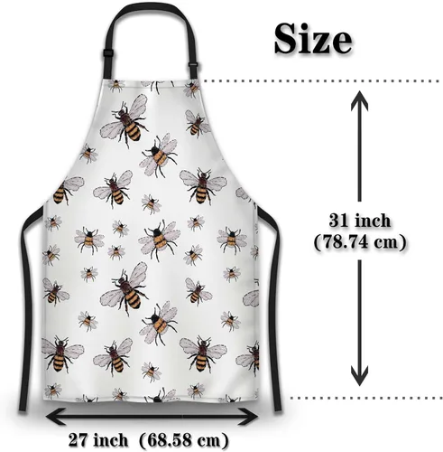 Vista 2 de Delantales divertidos para adultos y hombres, diseño de abeja grande, pequeño, divertido para insectos, para cocina, restaurante, barbacoa, pintura