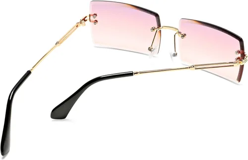 Vista 52 de Gafas de sol rectangulares para hombres/mujeres, gafas de sol pequeñas sin montura cuadrada