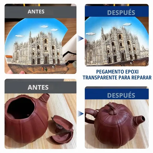 Vista 6 de Pegamento epoxi de 5 minutos, pegamento de resina epoxi de 3.4 onzas, adhesivo epoxi transparente de curado rápido de 2 partes, pegamento