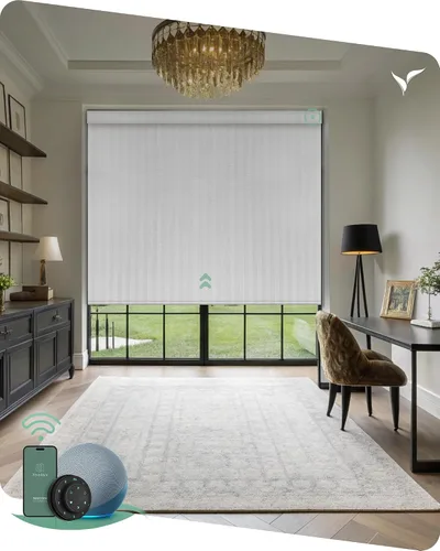Vista 24 de Yoolax Persianas motorizadas con control remoto, persianas inteligentes opacas con control remoto, cortinas eléctricas compatibles con Alexa