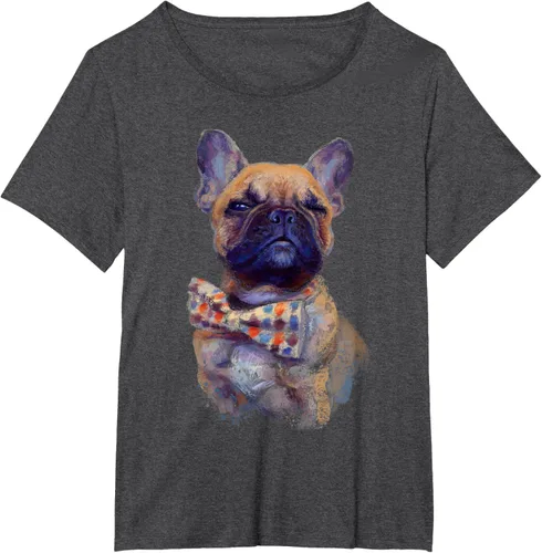 Vista 20 de Camiseta de bulldog francés con estampado realista, artística de bulldog francés, Negro, S