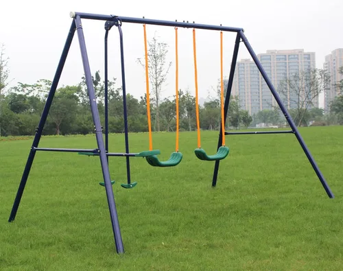 Vista 2 de Juego de columpios para patio trasero al aire libre resistente con marco en A para niños pequeños