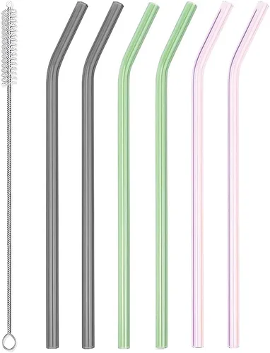 Vista 11 de 25 popotes de plástico reutilizables. Sin BPA, pajitas transparentes de 9 pulgadas de largo para tarros de masón, vaso Yeti, cepillo de limpieza