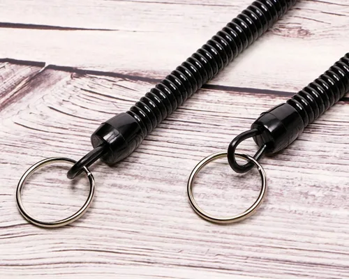 Vista 5 de Mini Skater Cordones de pesca negros de 6.89 pulgadas, cordón retráctil de resorte en espiral, cuerda de navegación, cuerda de seguridad en espiral