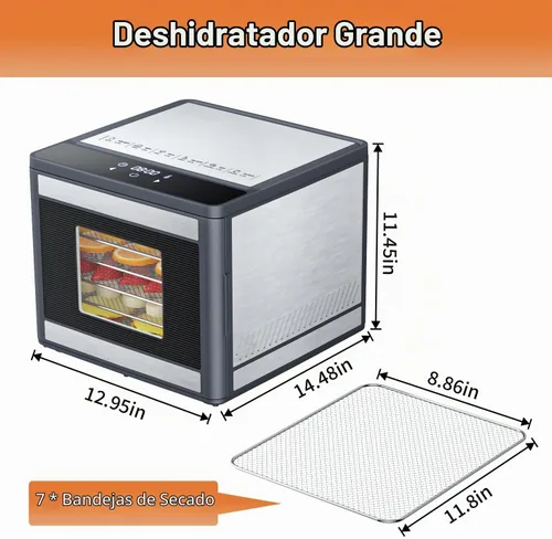 Vista 8 de Máquina deshidratadora de alimentos para carne seca TINANA Secadora de alimentos de acero inoxidable para carne - Deshidratador digital de alimentos