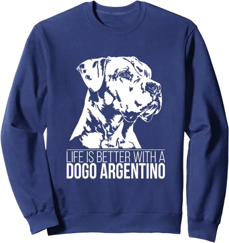 Vista 5 de Life is better Dogo Argentino dog saying dog Sweatshirt