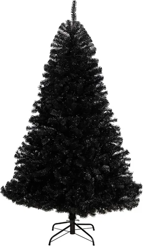 Vista 3 de Nearly Natural Árbol de Navidad artificial negro de 6 pies con 400 luces LED transparentes y 1036 puntas