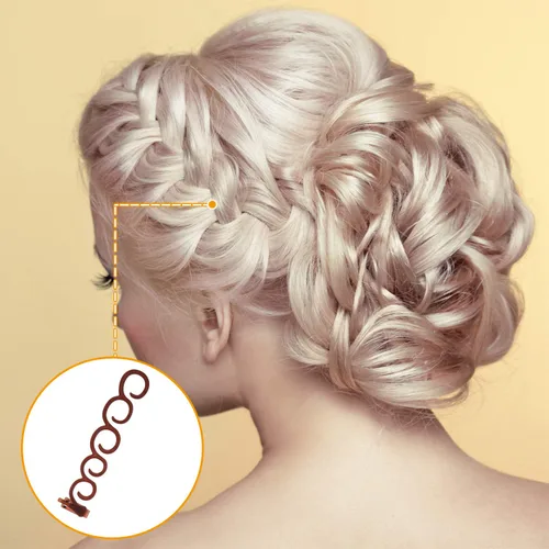 Vista 6 de WILLBOND 14 piezas de herramientas de trenzado de cabello, kit de accesorios de peinado con mini bandas de goma para cabello francés, herramienta