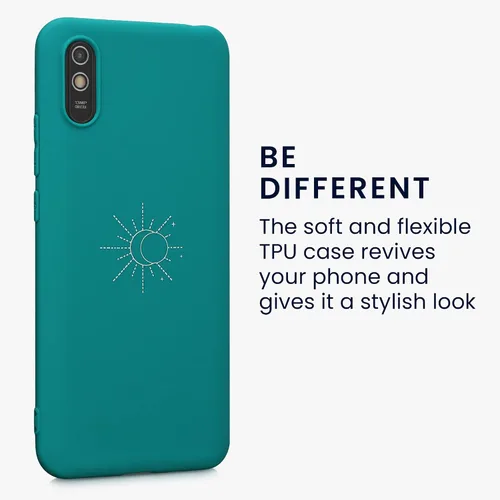 Vista 3 de kwmobile Funda de silicona TPU compatible con Xiaomi Redmi 9A/9AT - Funda suave - Eclipse minimalista blanco/gasolina