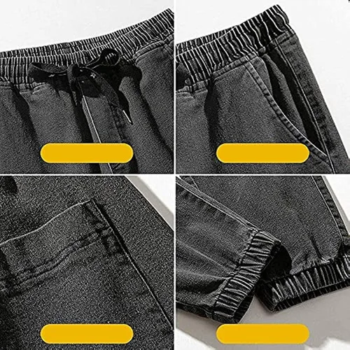 Vista 5 de XYXIONGMAO Streetwear - Pantalones deportivos tipo cargo de hip hop, para hombre, overol de mezclilla, arnés deportivo, pantalones casuales Harlan