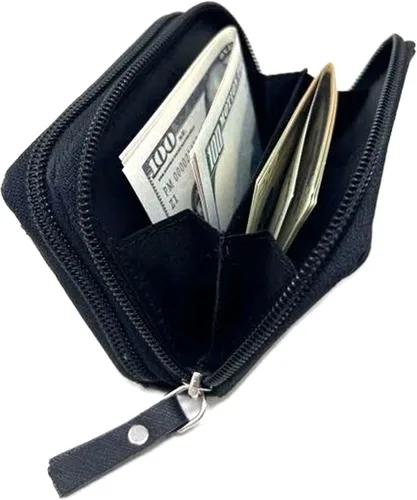 Vista 3 de Alpine Swiss Cartera organizadora de acordeón para mujer, de cuero, tarjeta, identificación, Negro -, Compacto