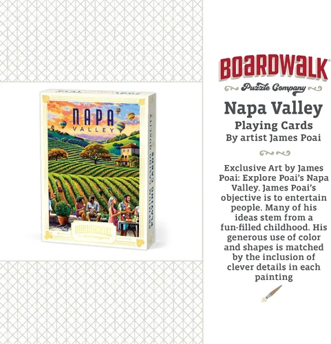 Vista 6 de Boardwalk Puzzles Premium Featherlight - Juego de cartas únicas, divertido mazo temático para el hogar y viajes Valle de Napa