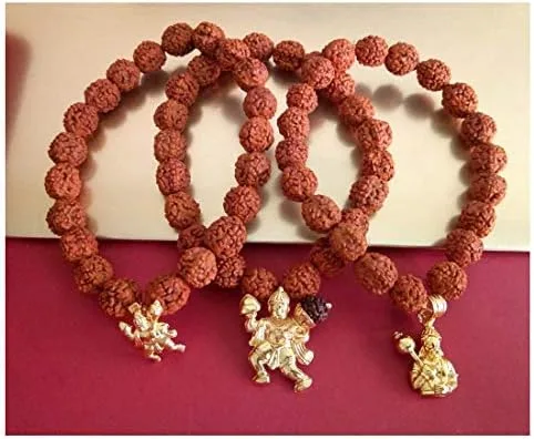 Vista 2 de Aleafa - Brazalete con dijes Hanuman color marrón dorado para hombres y mujeres #Aport-944